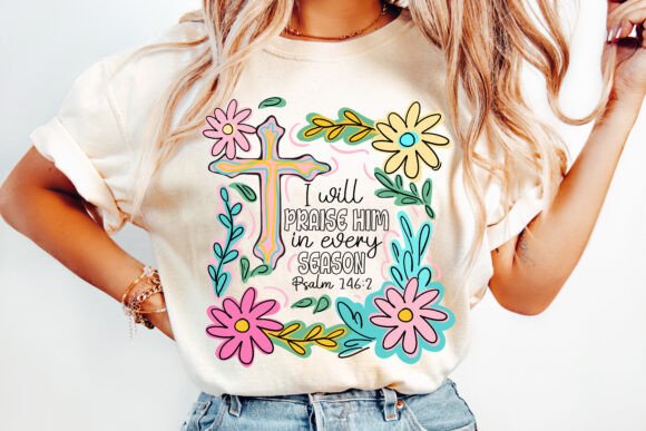 Boho Christian PNG: “I Will Praise Him” T-Shirt Designs
