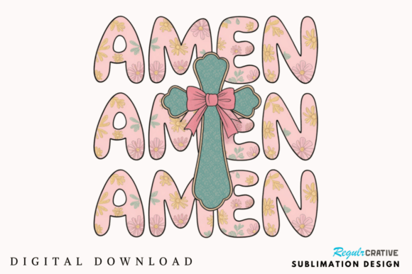 Boho Floral Amen Easter T-Shirt Designs