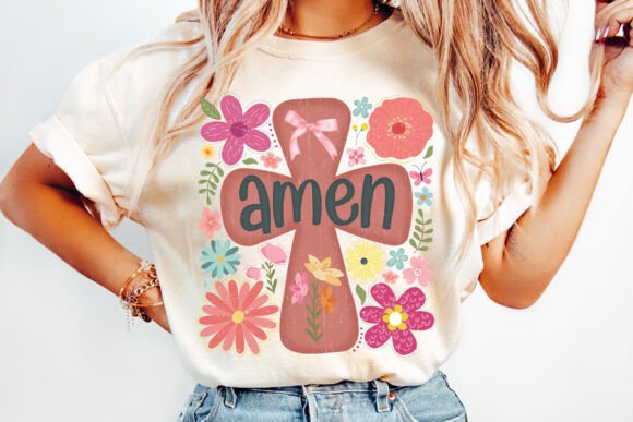 Boho Floral Amen PNG for T-Shirt Designs