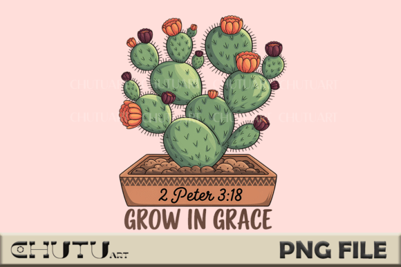 Grow in Grace – Christian Cactus PNG T-Shirt Designs