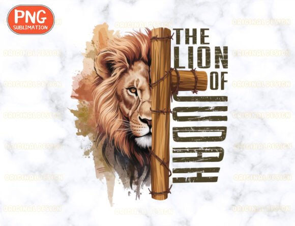 Jesus Lion of Judah PNG: Lion & Cross T-Shirt Designs