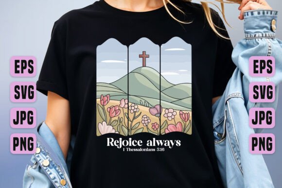 Rejoice Always Christian Art SVG PNG for T-Shirt Designs